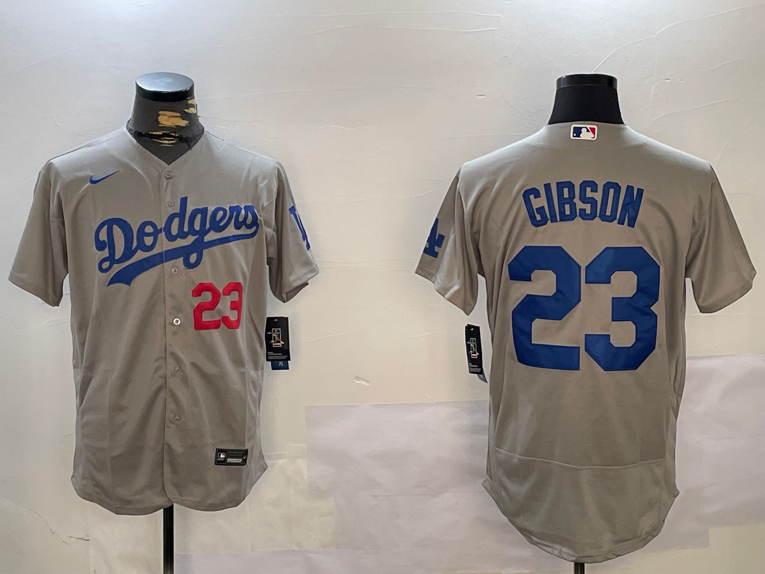 Men Los Angeles Dodgers #23 Gibson Grey Elite 2024 Nike MLB Jersey style 12163